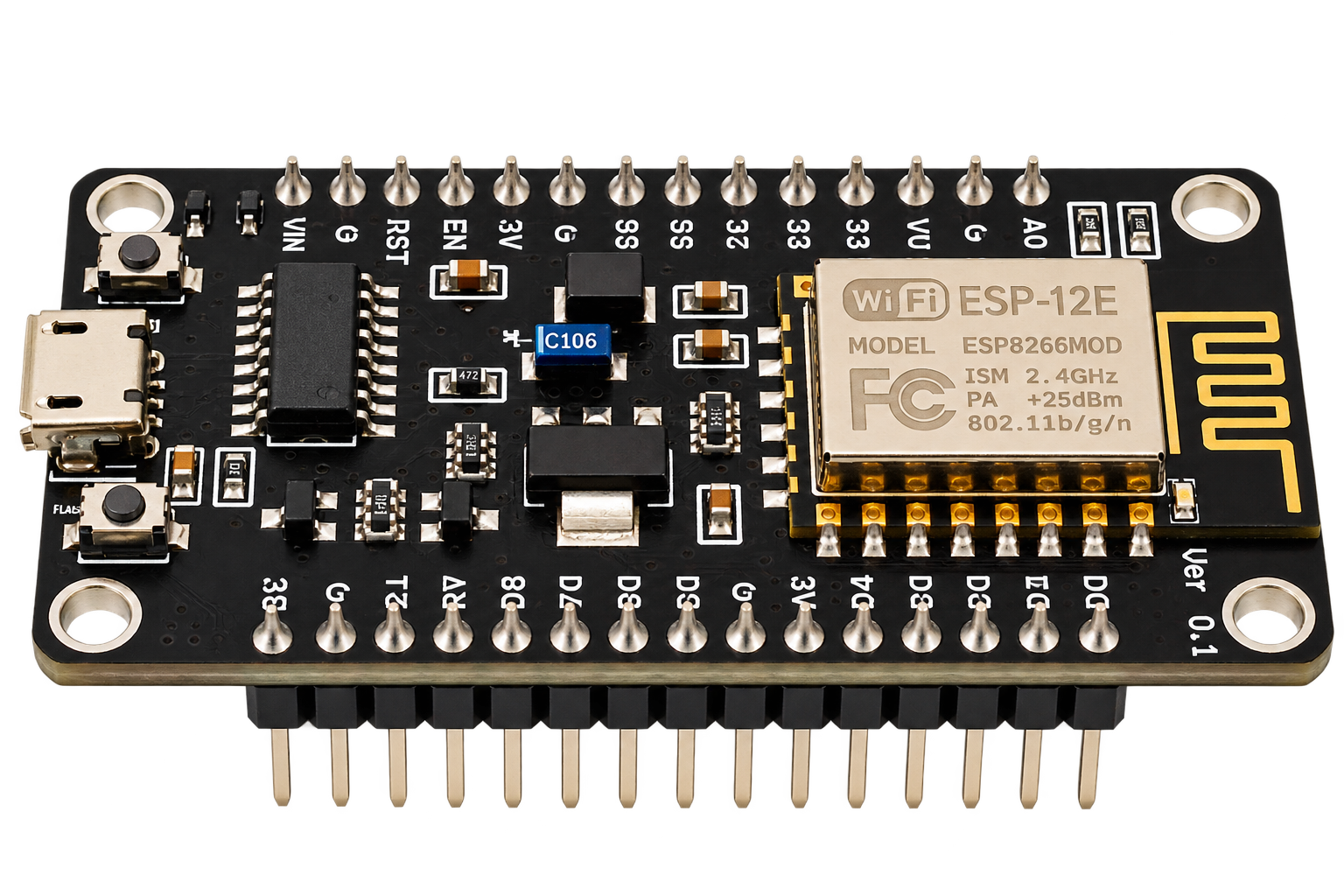 برد توسعه وای فای NodeMCU ESP8266 ESP-12E